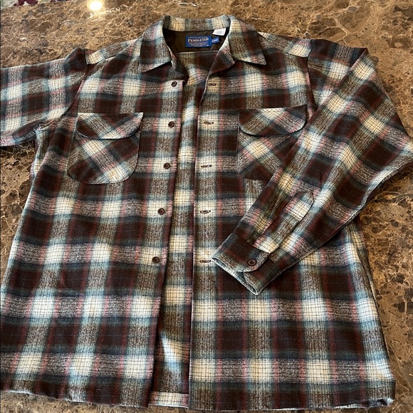 Pendleton Men’s Plaid Board Shirt L Tall~100% Pure Virgin Wool~Chest Pockets~USA - Picture 9 of 13